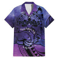 Philippines Father's Day Family Matching Mermaid Dress and Hawaiian Shirt Polynesian Tattoo Galaxy Vibes LT14 Dad's Shirt - Short Sleeve Blue - Polynesian Pride