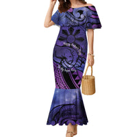 Philippines Father's Day Family Matching Mermaid Dress and Hawaiian Shirt Polynesian Tattoo Galaxy Vibes LT14 Mom's Dress Blue - Polynesian Pride
