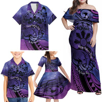 Philippines Father's Day Family Matching Off Shoulder Maxi Dress and Hawaiian Shirt Polynesian Tattoo Galaxy Vibes LT14 - Polynesian Pride