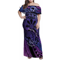 Philippines Father's Day Family Matching Off Shoulder Maxi Dress and Hawaiian Shirt Polynesian Tattoo Galaxy Vibes LT14 Mom's Dress Blue - Polynesian Pride