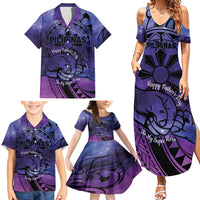 Philippines Father's Day Family Matching Summer Maxi Dress and Hawaiian Shirt Polynesian Tattoo Galaxy Vibes LT14 - Polynesian Pride