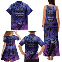 Philippines Father's Day Family Matching Tank Maxi Dress and Hawaiian Shirt Polynesian Tattoo Galaxy Vibes LT14 - Polynesian Pride