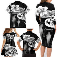Guam Father's Day Family Matching Long Sleeve Bodycon Dress and Hawaiian Shirt Chamorro Latte Stone Polynesian Pattern LT14 - Polynesian Pride