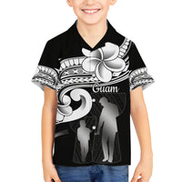 Guam Father's Day Family Matching Long Sleeve Bodycon Dress and Hawaiian Shirt Chamorro Latte Stone Polynesian Pattern LT14 Son's Shirt Black - Polynesian Pride