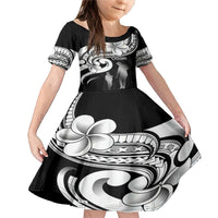 Guam Father's Day Family Matching Mermaid Dress and Hawaiian Shirt Chamorro Latte Stone Polynesian Pattern LT14 Daughter's Dress Black - Polynesian Pride
