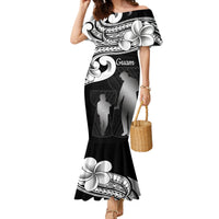 Guam Father's Day Family Matching Mermaid Dress and Hawaiian Shirt Chamorro Latte Stone Polynesian Pattern LT14 Mom's Dress Black - Polynesian Pride