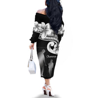 Guam Father's Day Family Matching Off The Shoulder Long Sleeve Dress and Hawaiian Shirt Chamorro Latte Stone Polynesian Pattern LT14 - Polynesian Pride