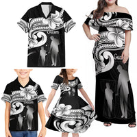 Guam Father's Day Family Matching Off Shoulder Maxi Dress and Hawaiian Shirt Chamorro Latte Stone Polynesian Pattern LT14 - Polynesian Pride