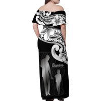 Guam Father's Day Family Matching Off Shoulder Maxi Dress and Hawaiian Shirt Chamorro Latte Stone Polynesian Pattern LT14 - Polynesian Pride
