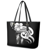 Guam Father's Day Leather Tote Bag Chamorro Latte Stone Polynesian Pattern