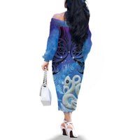 New Zealand Matariki Family Matching Off The Shoulder Long Sleeve Dress and Hawaiian Shirt Aotearoa Maori New Year Manaia Galaxy Vibes LT14 - Polynesian Pride