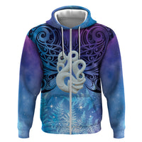New Zealand Matariki Hoodie Aotearoa Maori New Year Manaia Galaxy Vibes LT14 Zip Hoodie Blue - Polynesian Pride