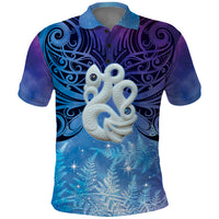 New Zealand Matariki Polo Shirt Aotearoa Maori New Year Manaia Galaxy Vibes LT14 Blue - Polynesian Pride