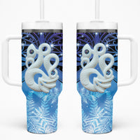 New Zealand Matariki Tumbler With Handle Aotearoa Maori New Year Manaia Galaxy Vibes LT14 One Size: 40 oz Blue - Polynesian Pride