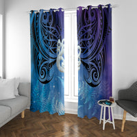 New Zealand Matariki Window Curtain Aotearoa Maori New Year Manaia Galaxy Vibes LT14 With Grommets Blue - Polynesian Pride