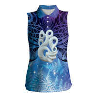 New Zealand Matariki Women Sleeveless Polo Shirt Aotearoa Maori New Year Manaia Galaxy Vibes LT14 Female Blue - Polynesian Pride