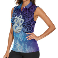 New Zealand Matariki Women Sleeveless Polo Shirt Aotearoa Maori New Year Manaia Galaxy Vibes LT14 - Polynesian Pride