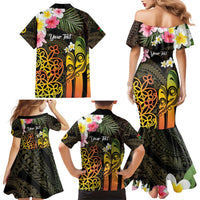 Personalised Vanuatu Independence Day Family Matching Mermaid Dress and Hawaiian Shirt Carving Drum Sand Drawing Turtle LT14 - Polynesian Pride