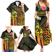 Personalised Vanuatu Independence Day Family Matching Summer Maxi Dress and Hawaiian Shirt Carving Drum Sand Drawing Turtle LT14 - Polynesian Pride