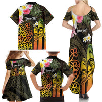 Personalised Vanuatu Independence Day Family Matching Summer Maxi Dress and Hawaiian Shirt Carving Drum Sand Drawing Turtle LT14 - Polynesian Pride
