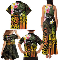 Personalised Vanuatu Independence Day Family Matching Tank Maxi Dress and Hawaiian Shirt Carving Drum Sand Drawing Turtle LT14 - Polynesian Pride