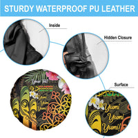 Personalised Vanuatu Independence Day Spare Tire Cover Carving Drum Sand Drawing Turtle