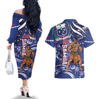 Samoa Independence Day Couples Matching Off The Shoulder Long Sleeve Dress and Hawaiian Shirt 1962 Proud Samoan Warrior LT14 - Polynesian Pride
