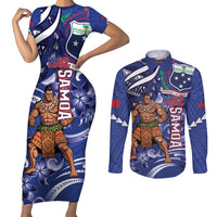 Samoa Independence Day Couples Matching Short Sleeve Bodycon Dress and Long Sleeve Button Shirt 1962 Proud Samoan Warrior