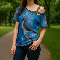 Paikea New Zealand Matariki Cross Shoulder Shirt Humpback Whale Taniko Motifs Ocean Vibes LT14 - Polynesian Pride