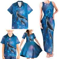 Paikea New Zealand Matariki Family Matching Tank Maxi Dress and Hawaiian Shirt Humpback Whale Taniko Motifs Ocean Vibes LT14 - Polynesian Pride