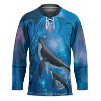 Paikea New Zealand Matariki Hockey Jersey Humpback Whale Taniko Motifs Ocean Vibes LT14 Unisex Blue - Polynesian Pride