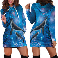 Paikea New Zealand Matariki Hoodie Dress Humpback Whale Taniko Motifs Ocean Vibes LT14 - Polynesian Pride