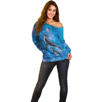 Paikea New Zealand Matariki Off Shoulder Sweater Humpback Whale Taniko Motifs Ocean Vibes LT14 - Polynesian Pride