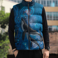 Paikea New Zealand Matariki Sleeveless Puffer Jacket Humpback Whale Taniko Motifs Ocean Vibes LT14 - Polynesian Pride