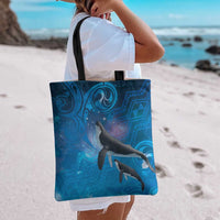 Paikea New Zealand Matariki Tote Bag Humpback Whale Taniko Motifs Ocean Vibes LT14 - Polynesian Pride