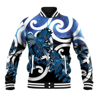 Piwakawaka New Zealand Matariki Baseball Jacket Maori New Year Silver Fern Blue Galaxy LT14 Unisex Blue - Polynesian Pride