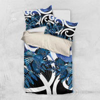 Piwakawaka New Zealand Matariki Bedding Set Maori New Year Silver Fern Blue Galaxy LT14 US Twin 172cm x 218cm Blue - Polynesian Pride