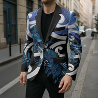 Piwakawaka New Zealand Matariki Blazer Maori New Year Silver Fern Blue Galaxy LT14 - Polynesian Pride