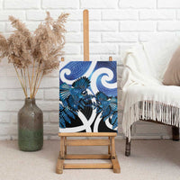 Piwakawaka New Zealand Matariki Canvas Wall Art Maori New Year Silver Fern Blue Galaxy LT14 - Polynesian Pride