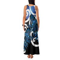 Piwakawaka New Zealand Matariki Family Matching Tank Maxi Dress and Hawaiian Shirt Maori New Year Silver Fern Blue Galaxy LT14 - Polynesian Pride