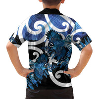 Piwakawaka New Zealand Matariki Kid Hawaiian Shirt Maori New Year Silver Fern Blue Galaxy LT14 - Polynesian Pride