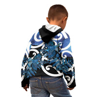 Piwakawaka New Zealand Matariki Kid Hoodie Maori New Year Silver Fern Blue Galaxy LT14 - Polynesian Pride