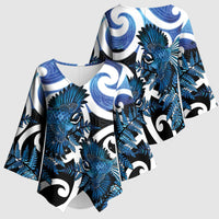 Piwakawaka New Zealand Matariki Kimono Sleeve Blouse Maori New Year Silver Fern Blue Galaxy LT14 - Polynesian Pride