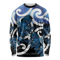 Piwakawaka New Zealand Matariki Long Sleeve Shirt Maori New Year Silver Fern Blue Galaxy LT14 Unisex Blue - Polynesian Pride