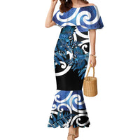 Piwakawaka New Zealand Matariki Mermaid Dress Maori New Year Silver Fern Blue Galaxy LT14 Women Blue - Polynesian Pride