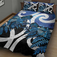 Piwakawaka New Zealand Matariki Quilt Bed Set Maori New Year Silver Fern Blue Galaxy LT14 - Polynesian Pride