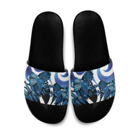 Piwakawaka New Zealand Matariki Slide Sandals Maori New Year Silver Fern Blue Galaxy LT14 Blue - Polynesian Pride