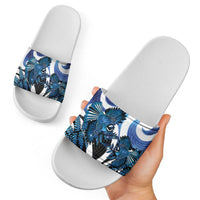 Piwakawaka New Zealand Matariki Slide Sandals Maori New Year Silver Fern Blue Galaxy LT14 - Polynesian Pride