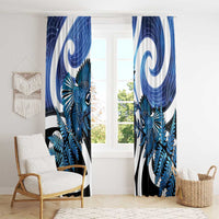Piwakawaka New Zealand Matariki Window Curtain Maori New Year Silver Fern Blue Galaxy LT14 - Polynesian Pride