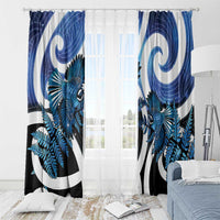 Piwakawaka New Zealand Matariki Window Curtain Maori New Year Silver Fern Blue Galaxy LT14 - Polynesian Pride